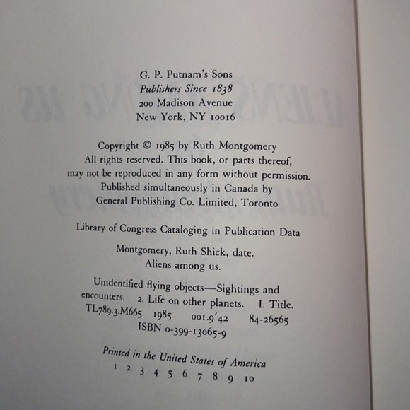 ALIENS AMONG US FIRST EDITION 1985 HARDCOVER BOOK RUTH MONTGOMERY w DUSTCOVER - Picture 11 of 13